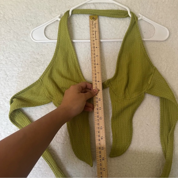 SHEIN Green Halter Tie Front Top Y2K Style - Picture 3 of 4